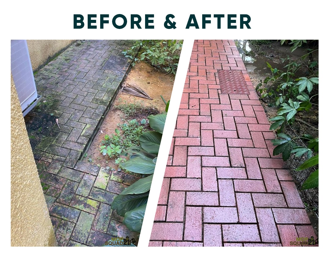 cleaning outdoor tile using pressure wash