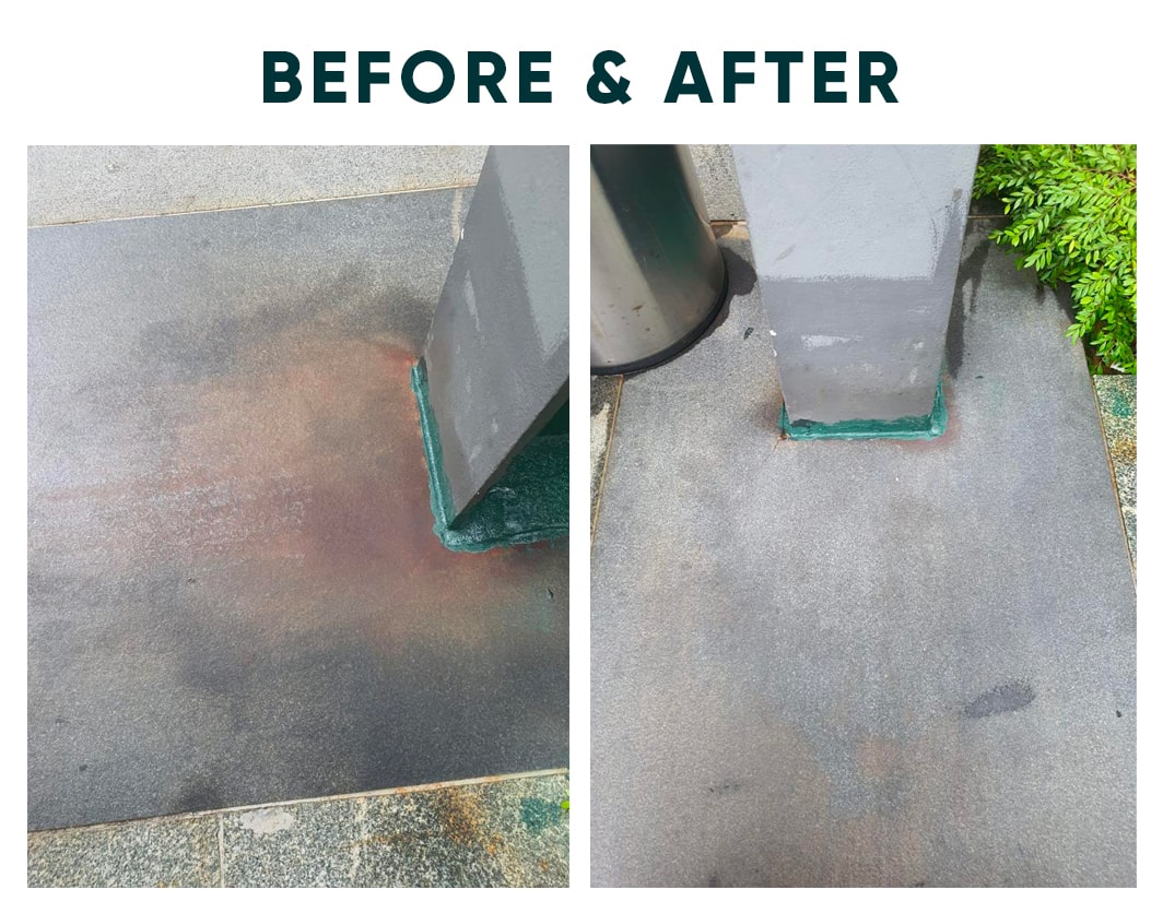 cleaning a stained stone floor